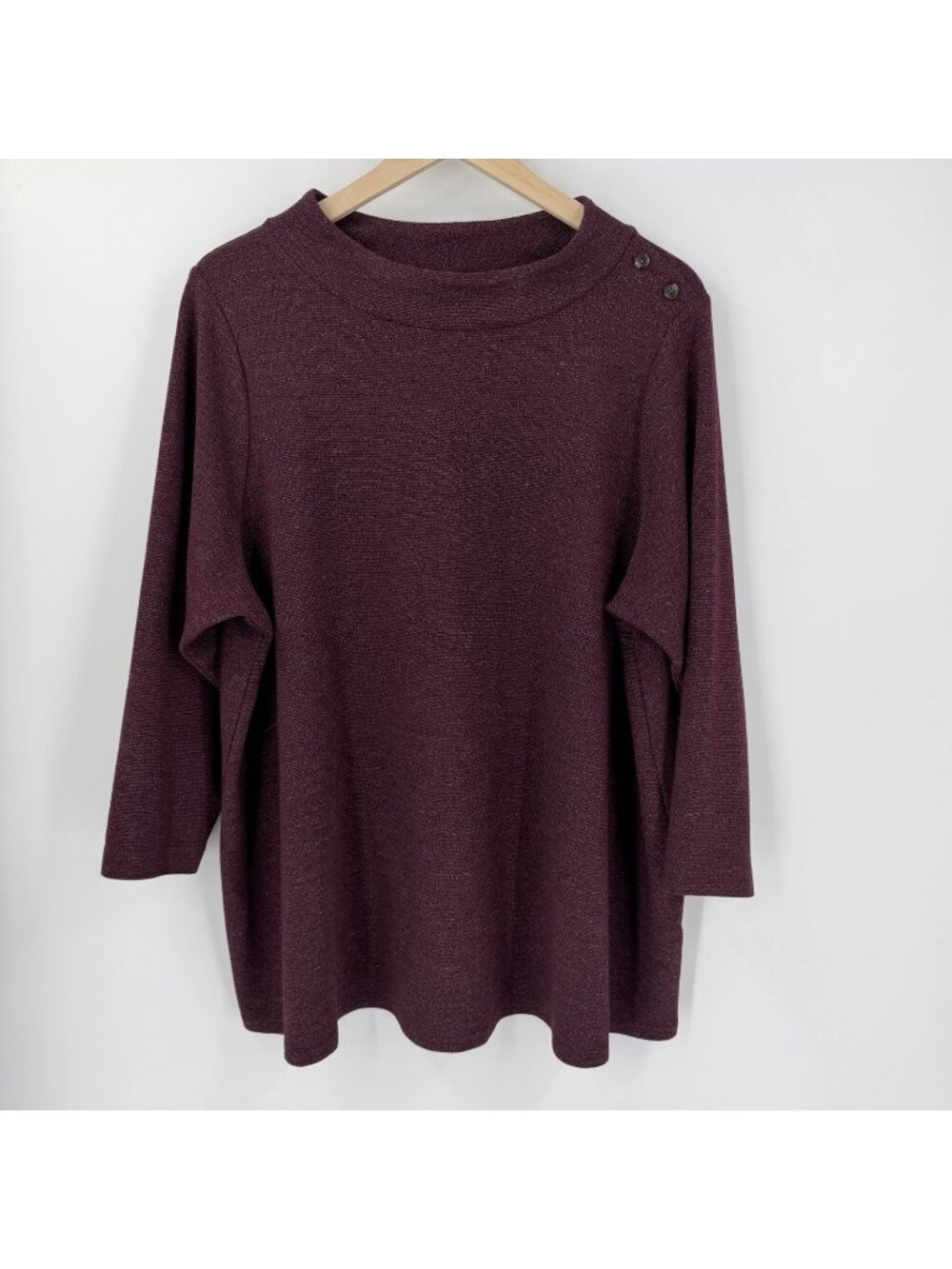 J.Jill Burgundy Red Stretch Knit 3X Top Wearever Collection 3/4 Sleeve